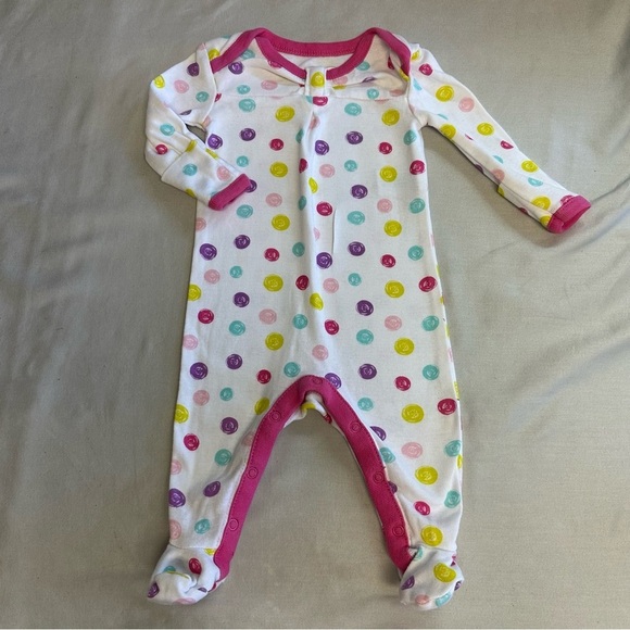 The Children's Place - White and Pink Footie Sleeper with Playful Polka Dots - Picture 1 of 4